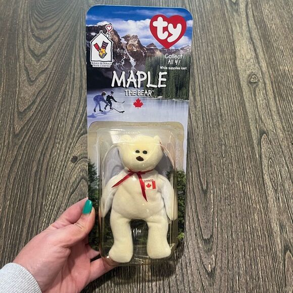 TY Ronald McDonald House Charity Teenie Beanie 1999 Maple The Bear Cream - Picture 1 of 6